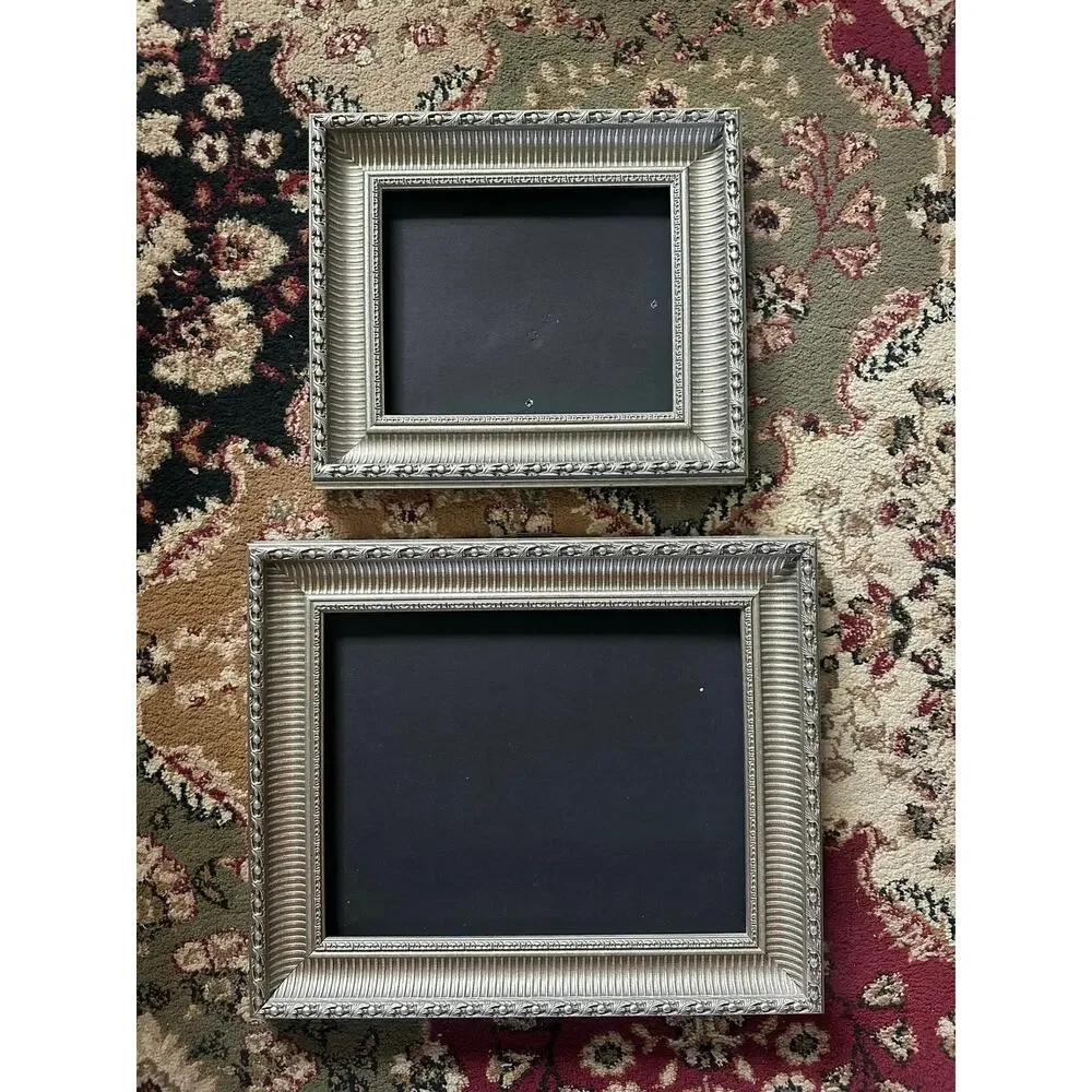 Set/2 frames 8x10” 11x14” ornate silver home decor framing baroque Victorian